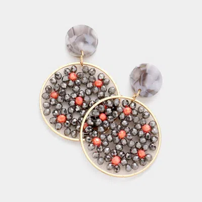 Fashnzfab Celluloid Acetate Faceted Bead Round Link Dangle Earrings In Gray