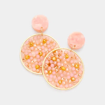 Fashnzfab Celluloid Acetate Faceted Bead Round Link Dangle Earrings In Animal Print