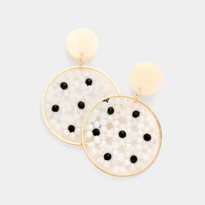 Fashnzfab Celluloid Acetate Faceted Bead Round Link Dangle Earrings In Silver