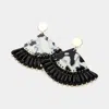 Fashnzfab Celluloid Acetate Fan Dangle Earrings - Black, Gold In Gold