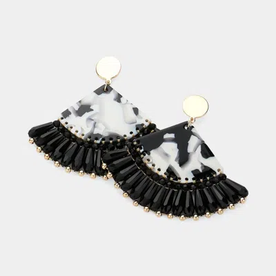 Fashnzfab Celluloid Acetate Fan Dangle Earrings - Black, Gold