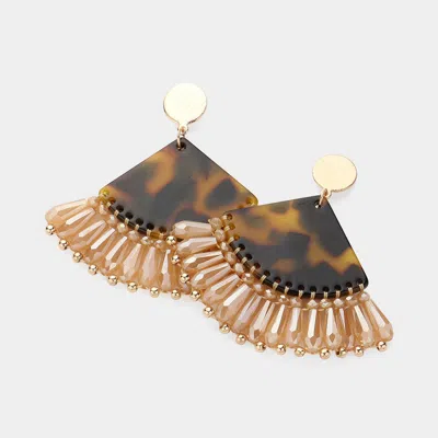 Fashnzfab Celluloid Acetate Fan Dangle Earrings In Brown