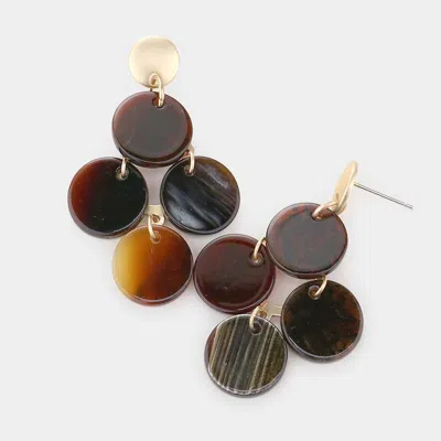 Fashnzfab Celluloid Acetate Geometric Round Link Earrings In Black