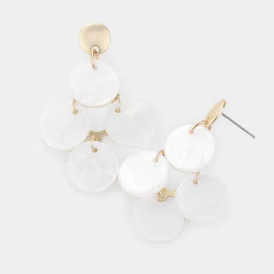 Fashnzfab Celluloid Acetate Geometric Round Link Earrings In White