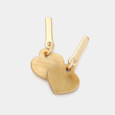 Fashnzfab Celluloid Acetate Heart Dangle Earrings In Sand