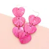 Fashnzfab Celluloid Acetate Heart Link Dropdown Earrings - Pink In Pink