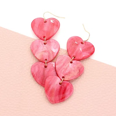 Fashnzfab Celluloid Acetate Heart Link Dropdown Earrings In Red