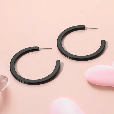 Fashnzfab Celluloid Acetate Hoop Earrings In Silver