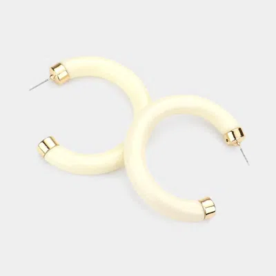 Fashnzfab Celluloid Acetate Hoop Earrings In White