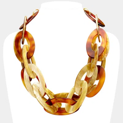 Fashnzfab Celluloid Acetate Link Necklace In Burgundy