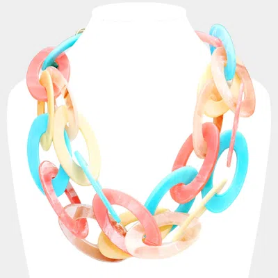 Fashnzfab Celluloid Acetate Link Necklace In Multi