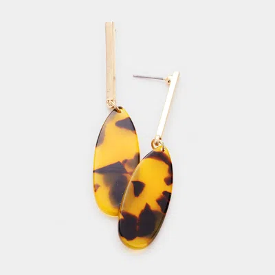 Fashnzfab Celluloid Acetate Metal Bar Drop Earrings In Multi