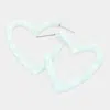 Fashnzfab Celluloid Acetate Open Heart Earrings In Green