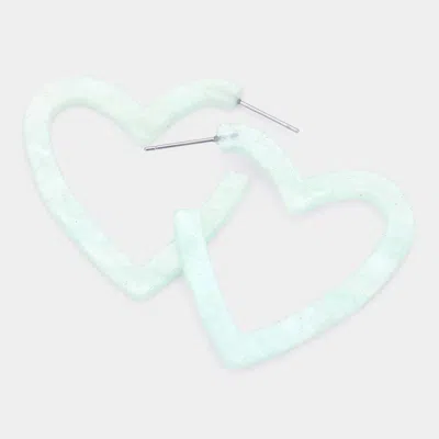 Fashnzfab Celluloid Acetate Open Heart Earrings In Green