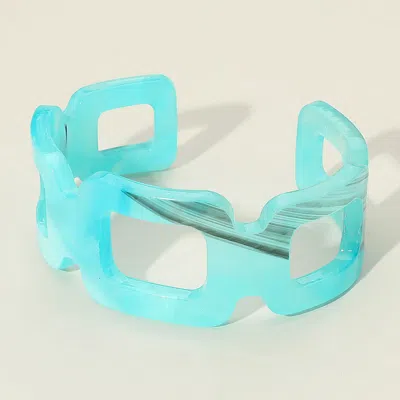 Fashnzfab Celluloid Acetate Open Link Cuff Bracelet In Blue
