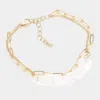 Fashnzfab Celluloid Acetate Open Oval Link Double Layered Bracelet Clear, Gold In Multi
