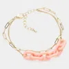 Fashnzfab Celluloid Acetate Open Oval Link Double Layered Bracelet Gold, Pink In Multi