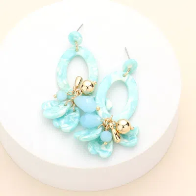 Fashnzfab Celluloid Acetate Open Oval Petal Link Dangle Earrings - Mint In Green