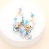 Fashnzfab Celluloid Acetate Open Oval Petal Link Dangle Earrings In Gold