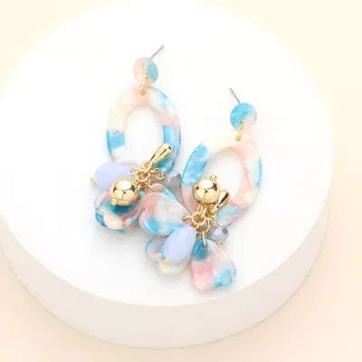 Fashnzfab Celluloid Acetate Open Oval Petal Link Dangle Earrings In Gold