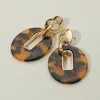 Fashnzfab Celluloid Acetate Oval Link Drop Earrings In Multi