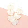 Fashnzfab Celluloid Acetate Pearl Heart Link Dropdown Earrings In White