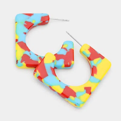 FASHNZFAB CELLULOID ACETATE SQUARE EARRINGS - MULTI