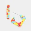Fashnzfab Celluloid Acetate Square Earrings In Multi