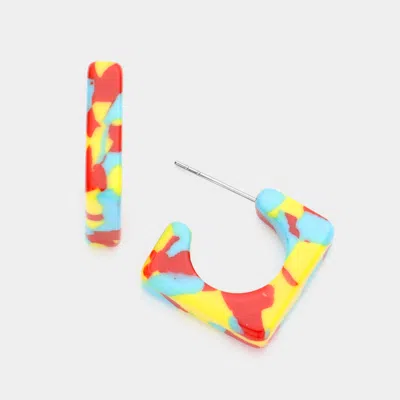 Fashnzfab Celluloid Acetate Square Earrings In Multi