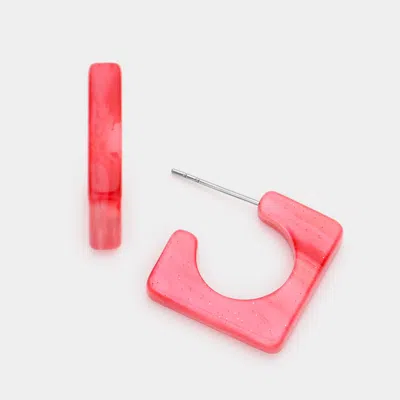 Fashnzfab Celluloid Acetate Square Earrings In Red