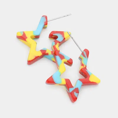 Fashnzfab Celluloid Acetate Star Earrings - Multi