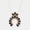 Fashnzfab Celluloid Acetate Teardrop Squash Blossom Pendant Long Necklace In Black