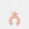 Fashnzfab Celluloid Acetate Teardrop Squash Blossom Pendant Long Necklace In Pink