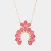 Fashnzfab Celluloid Acetate Teardrop Squash Blossom Pendant Long Necklace In Pink