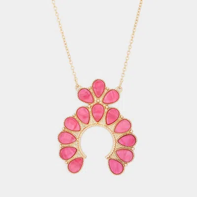 Fashnzfab Celluloid Acetate Teardrop Squash Blossom Pendant Long Necklace In Pink