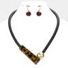 Fashnzfab Celluloid Acetate Tortoise Metal Ball Magnetic Necklace In Gold