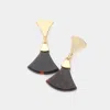 Fashnzfab Celluloid Acetate Triangle Dangle Earrings - Brown, Snake In Multi