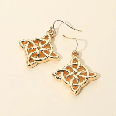 Fashnzfab Celtic Knot Drop Earrings In Gold