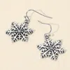 Fashnzfab Center Stone Accent Snowflake Dangle Earrings In Metallic