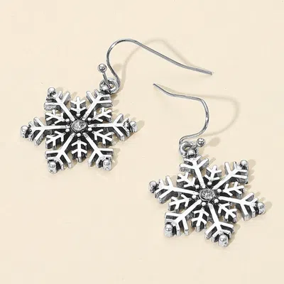 Fashnzfab Center Stone Accent Snowflake Dangle Earrings In Metallic