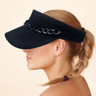 Fashnzfab Chain Band Visor Hat In Black