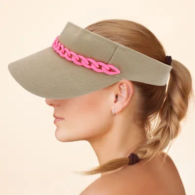 Fashnzfab Chain Band Visor Hat In Gold