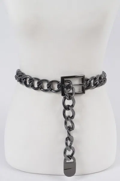 Fashnzfab Chain Link Belt In Black