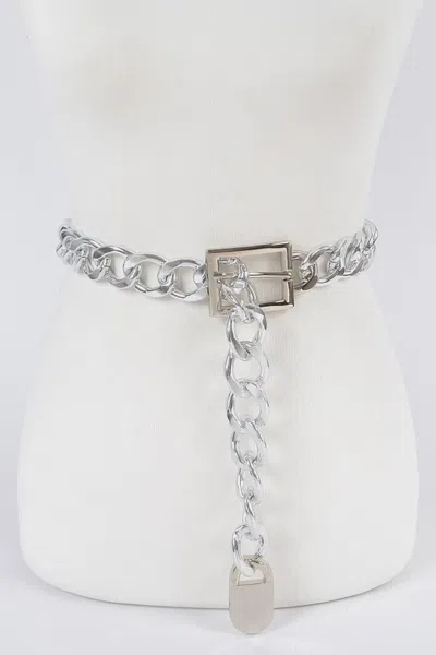 Fashnzfab Chain Link Belt In White