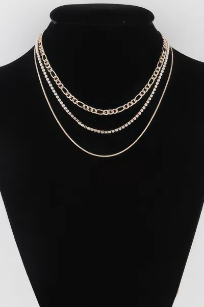 Fashnzfab Chain N Bead Necklace In Gold
