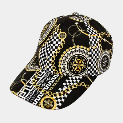 Fashnzfab Chain Patterned Baseball Cap In Black