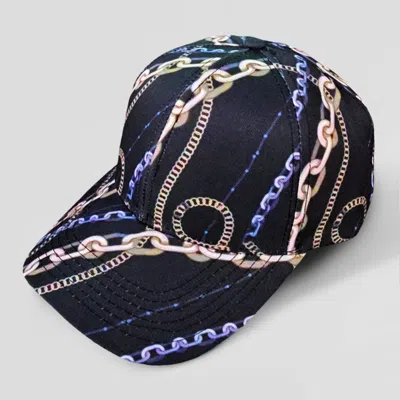 Fashnzfab Chain Patterned Baseball Cap In Black