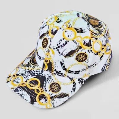 Fashnzfab Chain Patterned Baseball Cap In White