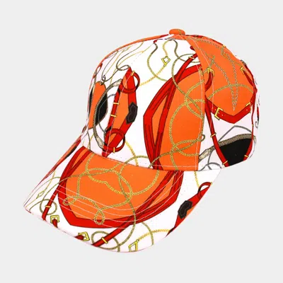 Fashnzfab Chain Patterned Baseball Cap In Orange