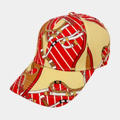 Fashnzfab Chain Patterned Baseball Cap In Red